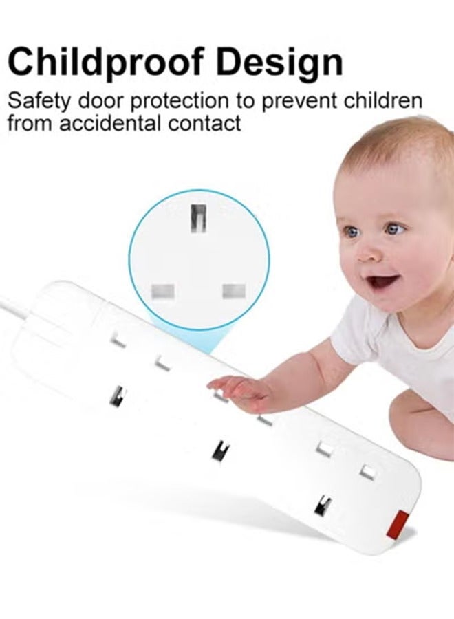 3m UK Extension Cord with 3 Power Socket, Way Strip, Lead meter - White Electricity connection outlets, meters long, - Image 2